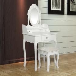 Toiletbord med spejl, Sminkebord Hvid