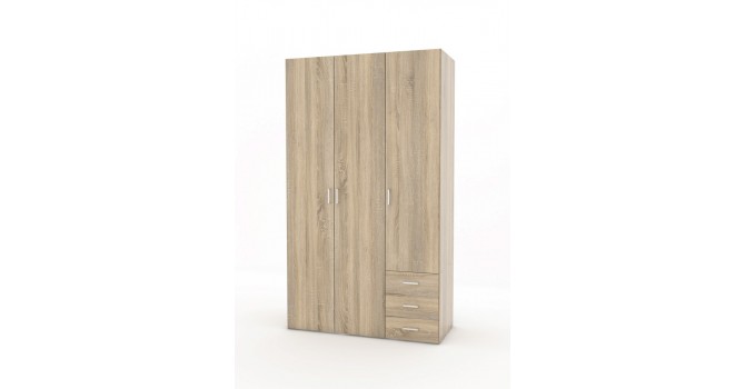 Bolmen garderobeskab 115 cm 3 låger - Eg