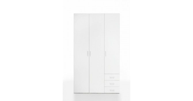 Bolmen garderobeskab 115 cm 3 låger - Hvid